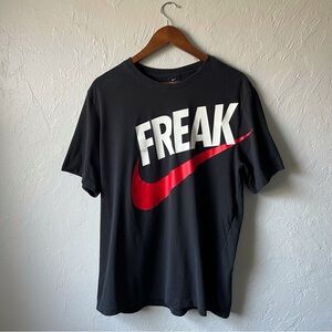 Nike Dri Fit Freak Black Logo Check T Shirt Large